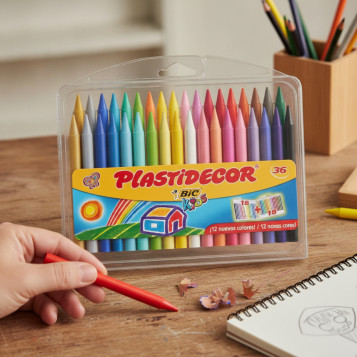 ▷ CERAS PLASTIDECOR BIC COLORES 36U. | Taine - Imagen 2