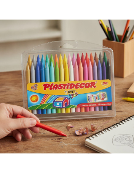 ▷ CERAS PLASTIDECOR BIC COLORES 36U. | Taine - Imagen 2