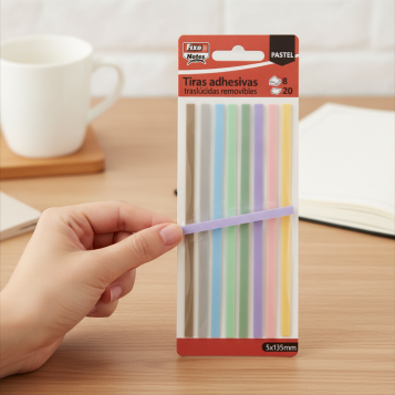 ▷ SET NOTAS ADHESIVAS TIRAS PASTEL FIXO 8X20UN | Taine - Imagen 2
