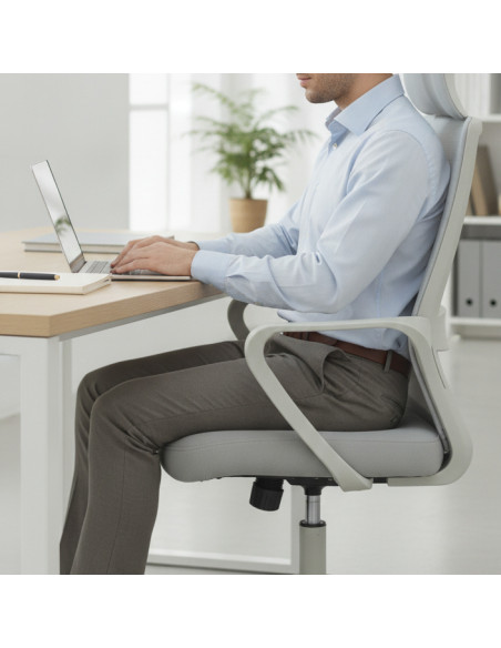▷ SILLA PRO534 GRIS RESPALDO MALLA GRIS ASIENTO TELA GRIS PIQUERAS Y CRESPO | Taine - Imagen 2