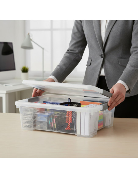 ▷ CAJA ARCHIVO 2000 ALMACENAJE APILABLE CON TAPA 10 L. 280X400X130 MM CRISTA | Taine - Imagen 2