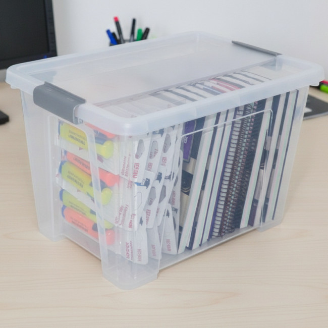 ▷ CAJA ARCHIVO 2000 ALMACENAJE APILABLE CON TAPA 20 L. 280X400X260 MM CRISTAL | Taine - Imagen 2