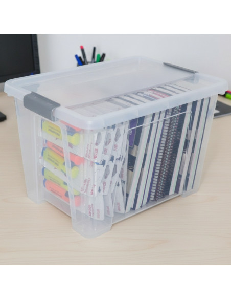 ▷ CAJA ARCHIVO 2000 ALMACENAJE APILABLE CON TAPA 20 L. 280X400X260 MM CRISTAL | Taine - Imagen 2