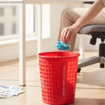 ▷ *PAPELERA FAIBO PLASTICO 305 ROJA 14 L | Taine - Imagen 2