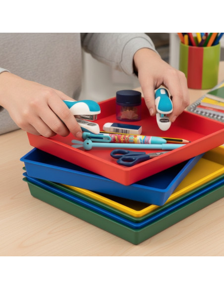 ▷ BANDEJAS MULTIUSOS OPACAS SURTIDAS 28X22,5X3CM CONICAS APILABLES 6 UDS FAIBO 211 | Taine - Imagen 2