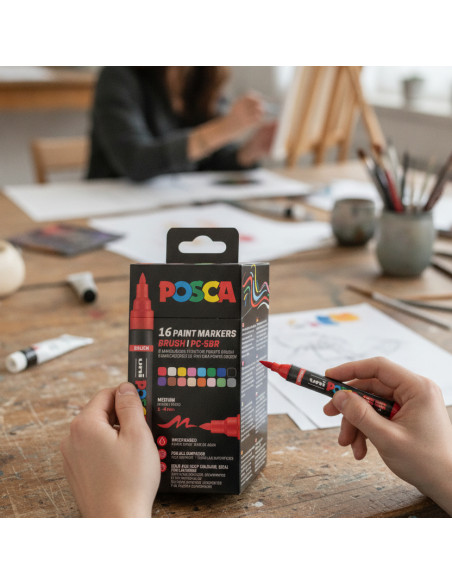 ▷ SET ROTULADORES POSCA 16 UDS PC5BR BASIC | Taine - Imagen 2