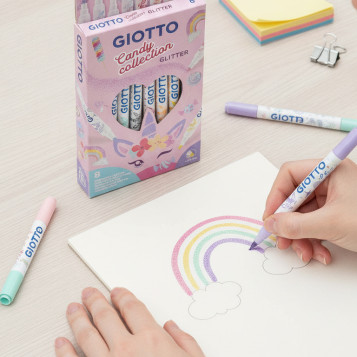 ▷ ROTULADORES GIOTTO 8 UDS TURBO GLITTER PASTEL CANDY | Taine - Imagen 2