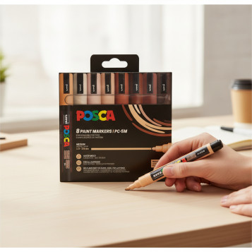 ▷ SET ROTULADORES POSCA 8 UDS PC5M TONOS MARRONES | Taine - Imagen 2