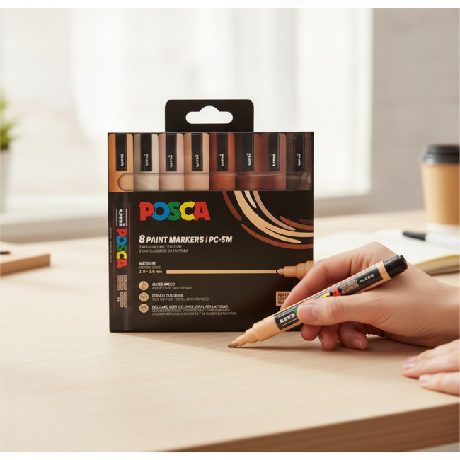 ▷ SET ROTULADORES POSCA 8 UDS PC5M TONOS MARRONES | Taine - Imagen 2