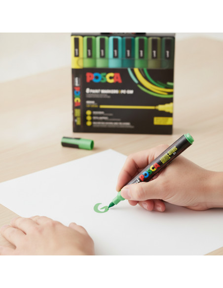 ▷ SET ROTULADORES POSCA 8 UDS PC5M TONOS VERDES | Taine - Imagen 2