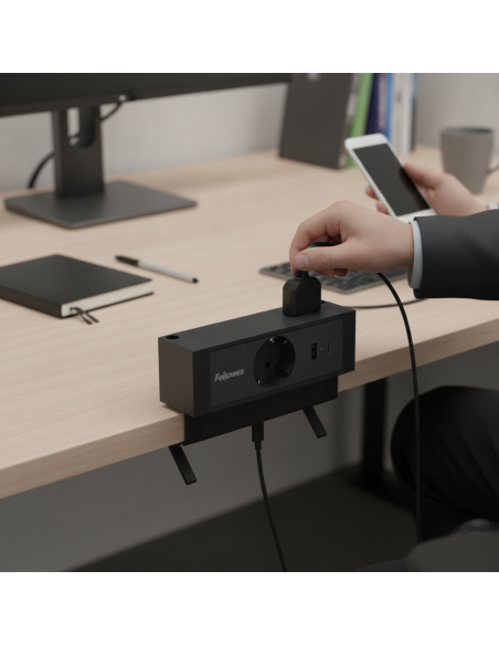 ▷ REGLETA SOBREMESA FELLOWES 1 TOMA USB A/C NEGRO | Taine - Imagen 2