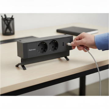 ▷ REGLETA SOBREMESA FELLOWES 2 TOMA USB A/C NEGRO | Taine - Imagen 2