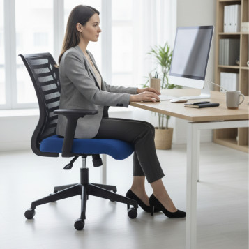 ▷ SILLA ROCADA OFICINA RD907 AZUL CON BRAZOS | Taine - Imagen 2