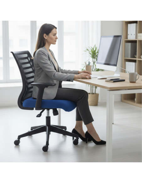 ▷ SILLA ROCADA OFICINA RD907 AZUL CON BRAZOS | Taine - Imagen 2