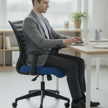 ▷ SILLA ROCADA OFICINA RD907 NEGRO CON BRAZOS | Taine - Imagen 2