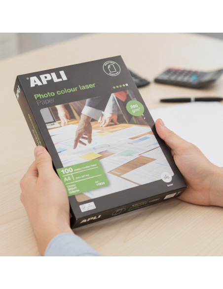 ▷ PAPEL APLI A4 210GR 100H. FOTOGRAFICO LASER GLOSSY DOBLE CARA | Taine - Imagen 2