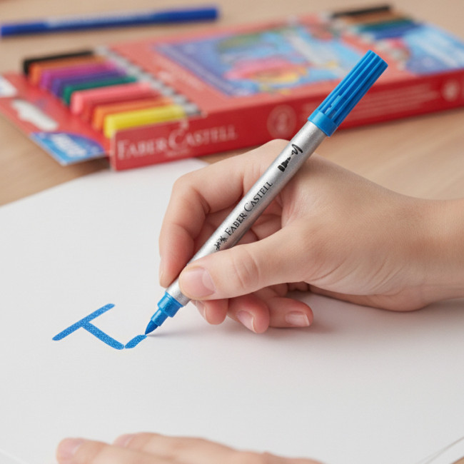 ▷ ROTULADORES FABER CASTELL 12 UDS DOBLE PUNTA GLITTER | Taine - Imagen 2