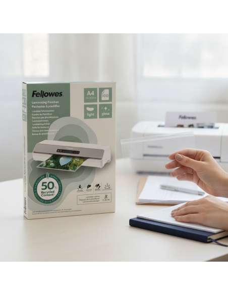 ▷ FUNDAS FELLOWES PLASTIFICAR RECICLADAS A4 80 MICRAS | Taine - Imagen 2