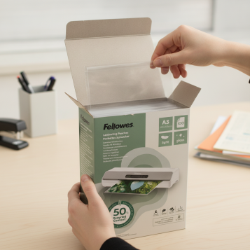 ▷ FUNDAS FELLOWES PLASTIFICAR RECICLADAS A3 80 MICRAS | Taine - Imagen 2