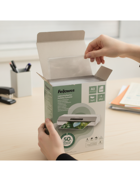 ▷ FUNDAS FELLOWES PLASTIFICAR RECICLADAS A3 80 MICRAS | Taine - Imagen 2
