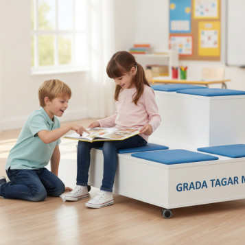 ▷ GRADA TAGAR MÓVIL CON ASIENTOS TAPIZADOS ALT 32 | Taine - Imagen 2