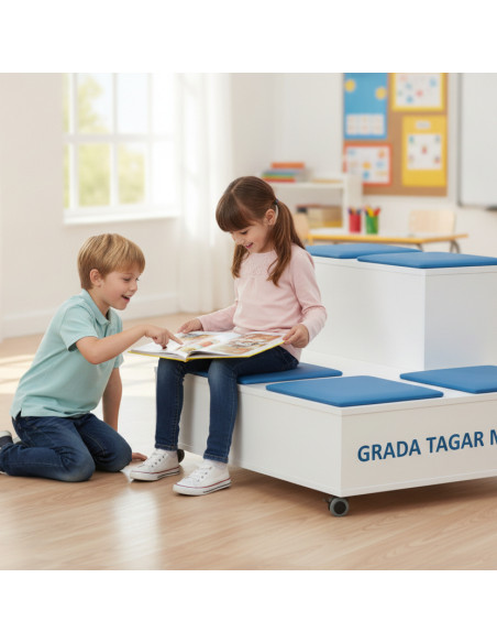 ▷ GRADA TAGAR MÓVIL CON ASIENTOS TAPIZADOS ALT 32 | Taine - Imagen 2