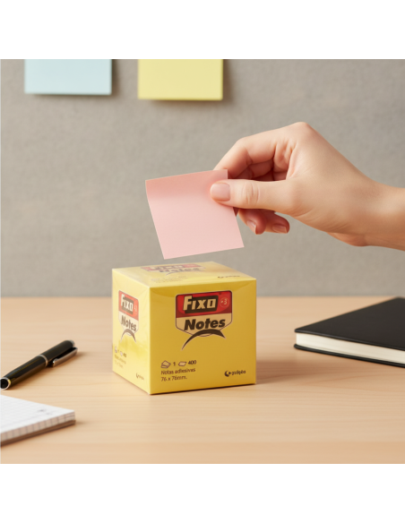 ▷ NOTAS FIXO PASTEL ADHESIVAS 76X76 CUBOS 400H. | Taine - Imagen 2