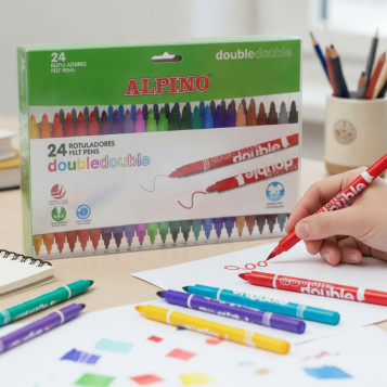 ▷ ROTULADORES ALPINO 24 UDS COLORES DOBLE PUNTA . | Taine - Imagen 2