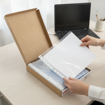 ▷ CAJA 100 FUNDAS FOLIO CRISTAL DHP | Taine - Imagen 2