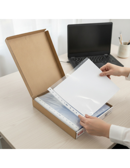 ▷ CAJA 100 FUNDAS FOLIO CRISTAL DHP | Taine - Imagen 2