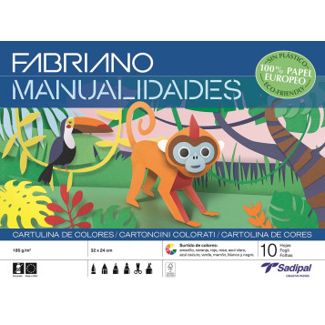 ▷ CUADERNO FABRIANO MANUALIDADES CARTULINA 32X24CM 10HJ COLORES | Taine - Imagen 1