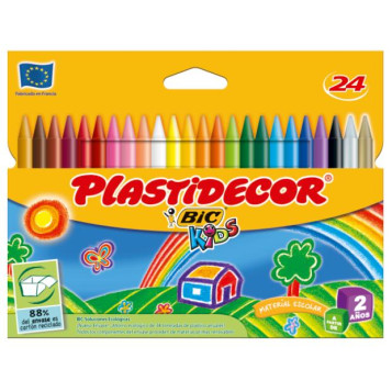 ▷ CERAS PLASTIDECOR BIC 24 UDS COLORES | Taine - Imagen 1
