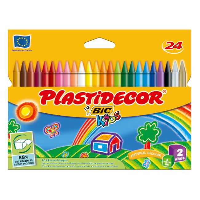 ▷ CERAS PLASTIDECOR BIC 24 UDS COLORES | Taine - Imagen 2