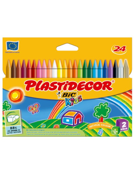 ▷ CERAS PLASTIDECOR BIC 24 UDS COLORES | Taine - Imagen 2