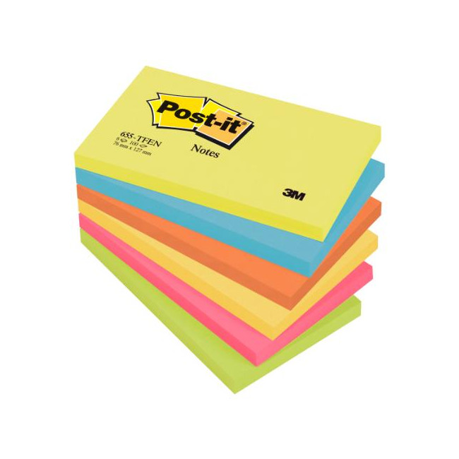 ▷ NOTAS ADHESIVAS POST-IT 6 BLOC 100H 76x127MM ENERGETIC | Taine - Imagen 1