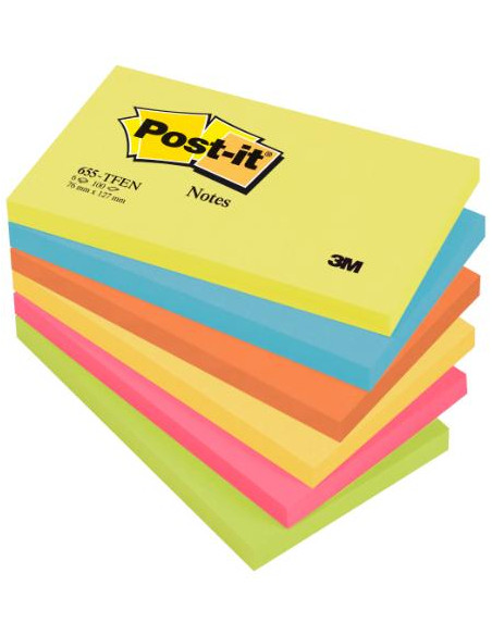 ▷ NOTAS ADHESIVAS POST-IT 6 BLOC 100H 76x127MM ENERGETIC | Taine - Imagen 1