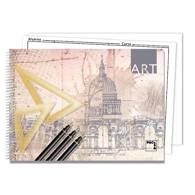 ▷ BLOC PACSA DIBUJO ESPIRAL ART 20H 2 TALADROS 140G Fº PROL. LISO C/RECUADRO | Taine - Imagen 2