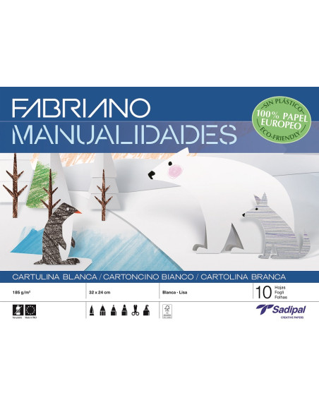▷ CUADERNO FABRIANO MANUALIDADES CARTULINAS COLOR BLANCO 10HJ | Taine - Imagen 2
