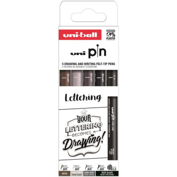 ▷ ROTULADORES UNIPIN 5 UDS CALIBRADOS LETTERING | Taine - Imagen 1