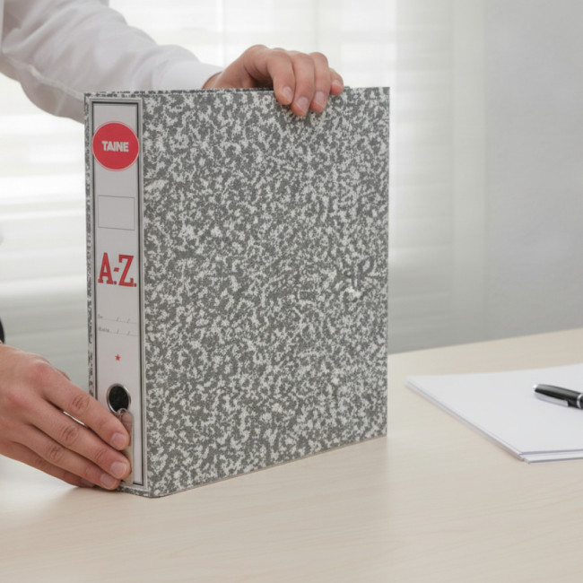▷ ARCHIVADOR JASPEADO FOLIO AZ GRIS TAINE CLASSIC SIN CAJA | Taine - Imagen 1