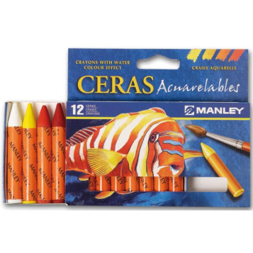 ▷ CERAS MANLEY ACUARELABLES CJ.12 UDS. CLORES SURTIDOS | Taine - Imagen 1