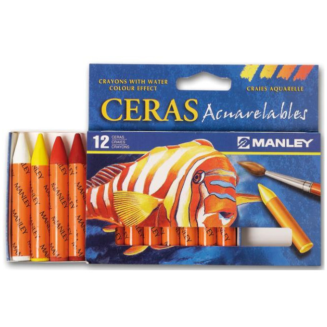 ▷ CERAS MANLEY ACUARELABLES CJ.12 UDS. CLORES SURTIDOS | Taine - Imagen 1