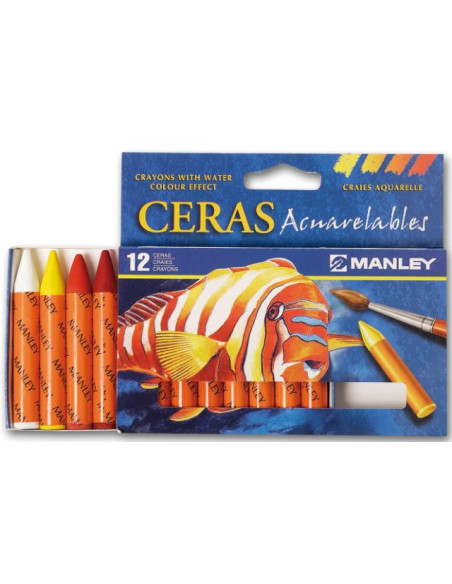 ▷ CERAS MANLEY ACUARELABLES CJ.12 UDS. CLORES SURTIDOS | Taine - Imagen 1