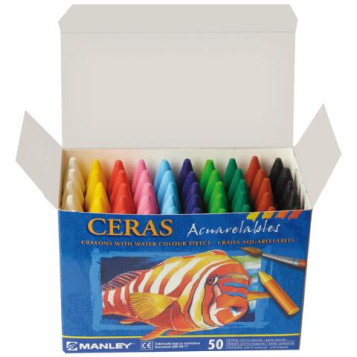 ▷ CERAS MANLEY ACUARELABLES CJ.50 UDS. CLORES SURTIDOS | Taine - Imagen 1