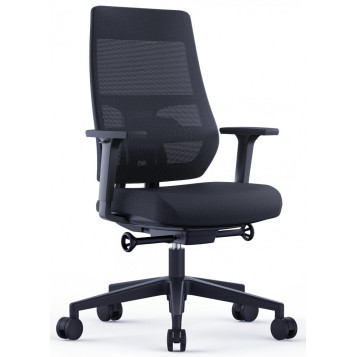 ▷ SILLA ROCADA OFICINA C.ASIENTO TAPIZADO NEGRO / RESPALDO MALLA NEGRA BRAZOS | Taine - Imagen 1