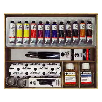 ▷ CAJA OLEO GOYA TITAN 12TUBOS 20ML MADERA | Taine - Imagen 1
