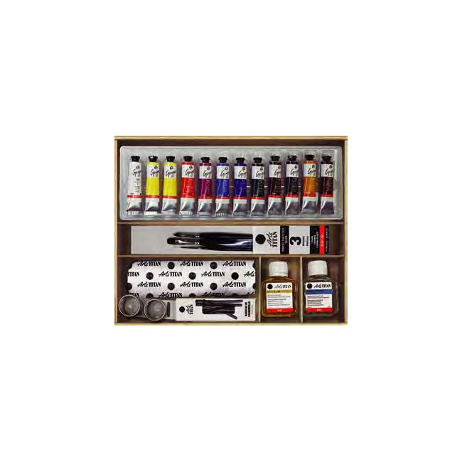 ▷ CAJA OLEO GOYA TITAN 12TUBOS 20ML MADERA | Taine - Imagen 1