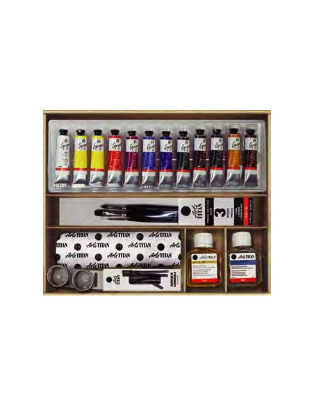 ▷ CAJA OLEO GOYA TITAN 12TUBOS 20ML MADERA | Taine - Imagen 1