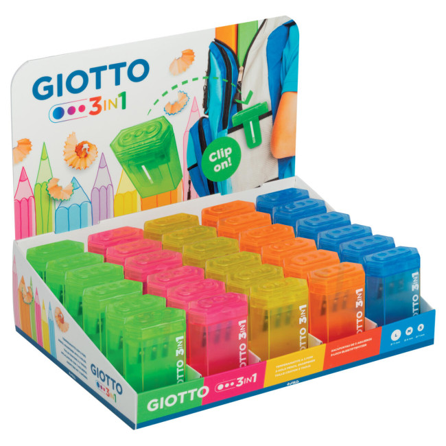 ▷ SACAPUNTAS GIOTTO 3 EN 1CLIP | Taine - Imagen 1