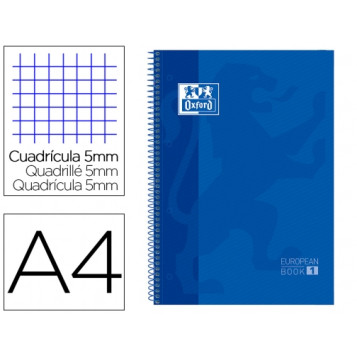 ▷ CUADERNO OXFORD AZUL MICROPERFORADO A4+ 80H. 90G 5X5 | Taine - Imagen 1